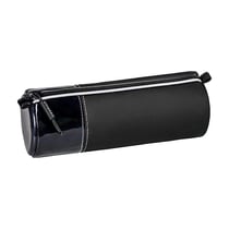 Trousse - Ronde - Noir en vinyl - Scolaire - 23 x 9 x 8 cm - Fermeture éclair - S'maepp