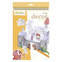 Lot de 5 Coloriage 3D AVENUE MANDARINE - Château de chevaliers - Jaune - 14 feuilles 160g