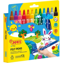 Feutres de coloriage - 12 couleurs - Enfant dès 3 ans - Encre lavable - Jovi