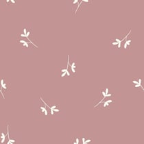 Tissu Popeline de Coton Elise branches fines sur fond Vieux rose