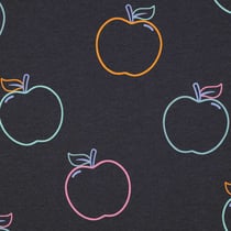 Tissu Jersey imprimé pomme Api Néon sur fond Gris anthracite profond - Au mètre