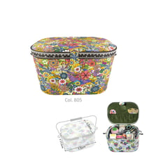 Boîte à couture 21x31x17,5cm fleurs multicolores