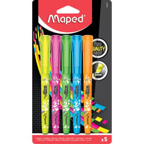 Surligneurs - 5 couleurs fluos - Jaune, rose, vert, bleu, orange - Pointe biseautée - Maped