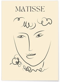 Affiche Matisse 'Portrait Linéaire' – Dessin minimaliste | A3 : 29,7x42cm