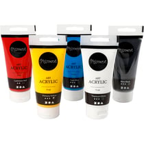 Peinture Acrylique, couleurs de base, semi-brillant, ass. de couleurs, 5x75 ml/ 1 Pq.
