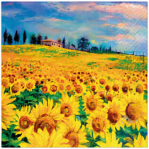 Lot de 4 serviettes en papier découpage collage 33 cm CHAMP DE TOURNESOLS N 108