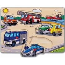 Puzzle en bois les vehicules - 6 pieces - eichhorn - puzzle a encastrer - puzzle avec boutons