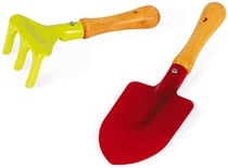 Set 2 outils de jardin métal enfant - pelle - râteau - jardinage - jouet plein air