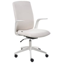 Chaise de Bureau Beige Clair en Polyester Accoudoirs et Appui-tête Réglables Hauteur Ajustable Base Pivotante Dossier Inclinable