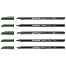 Lot de 5 feutres de coloriage pointe fine - EDDING - 1200 vert olive - 1 mm