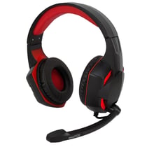 Amstrad Casque Pro Gamer 40mm Power Bass Rétroéclairage LED Arceau et Micro Ajustables Noir / Rouge