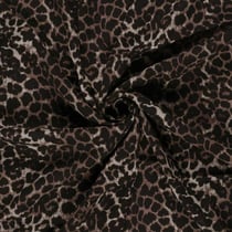 Tissu Crêpe de Viscose Eve panthère sur fond Noir