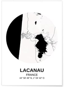 Affiche Carte Lacanau | A3 : 29,7x42cm