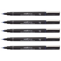Lot de 5 feutres techniques pointe fine UNI-BALL PIN 05200 B - Bleu - 0,5 mm