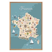 Tableau mural encadré illustration France 65x97 cm