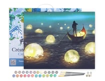 Peinture par Numéro Figured'Art avec Cadre - Lumières sur le Lac - Kit de Loisir Créatif DIY Numéro d'Art Complet - 40x50cm toile tendue sur châssis