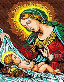 Kit canevas blanc La vierge 20x25cm