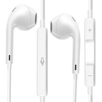 Mayaxess Écouteurs Filaires USB-C pour Samsung Galaxy S25 avec Micro intégré Blanc