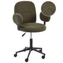 Chaise de Bureau Vert Foncé en Bouclé Base à Hauteur Ajustable Home Office Moderne