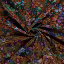 Tissu Jersey Viscose Ambrosia fleurs Orange cuivré sur fond Bronze