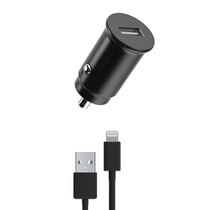Myway Pack Chargeur Voiture 12W USB-A Lightning Charge Rapide Noir