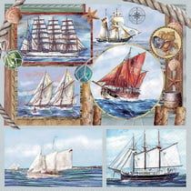 Lot de 4 serviettes en papier découpage collage 33 cm AMBIANCE MARITIME M 101