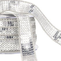 Bobine galon paillettes 14,5m argent foncé