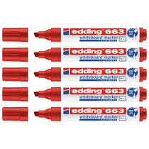 Lot de 5 marqueurs effaçables - EDDING - Rouge - Pointe biseautée 1-5 mm