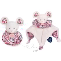 Doudou boule 3 en 1 Souris Rose - Doudou et Compagnie