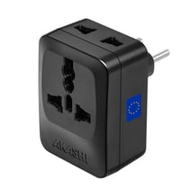 Akashi Adaptateur de Voyage Prise Type C Europe Chine Brésil 3 sorties Noir