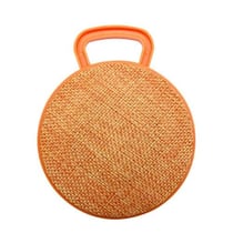 Mini Enceinte Bluetooth Portable Rond Texturé Tissu Avec Support Appel Mains-Libres Et Carte TF Orange YONIS