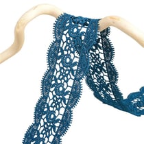 Bobine 13,7m guipure entre deux 50mm Bleu canard