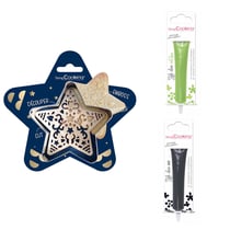 Kit pour biscuit en relief Étoile + 2 Stylos au chocolat vert clair et noir