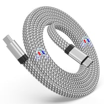 Jaym Câble Magnétique USB-C USB-C 60W Plat 1,5m Charge Synchro Rapide Ultra Resistant Gris