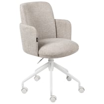 Chaise de Bureau Beige Tissu Rembourré Siège Pivotant Siège Réglable en Hauteur