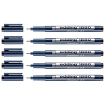 Lot de 5 feutres fins de précision permanents - EDDING - Noir - 0,5 mm