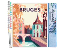 Peinture par Numéro Figured'Art - Affiche Vintage Bruges - Kit de Loisir Créatif DIY Numéro d'Art Complet - 40x50cm sans châssis en bois