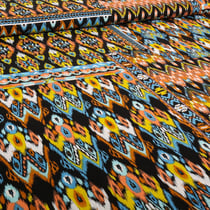 Tissu Voile de Viscose et Coton Ellen orange sur fond Noir - Au mètre