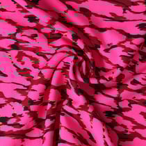 Tissu Viscose Cobalia motifs abstraits Noirs sur fond Rose fuchsia - Au mètre