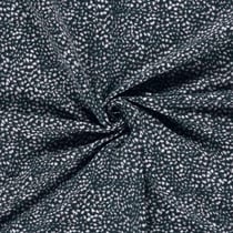 Tissu Bengaline de Viscose tacheté léopard abstrait sur fond Bleu marine