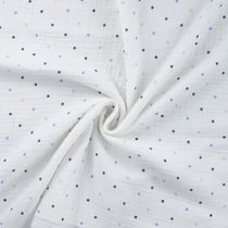 Tissu Double gaze de Coton Petits pois bleus sur fond Blanc - Au mètre