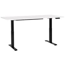 Bureau Électrique Réglable Plateau Blanc et Structure Acier Noir 180 x 80 cm Hauteur Ajustable Assis Debout Pieds Carrés Design Moderne