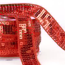Bobine galon paillettes 14,5m rouge