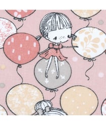 Tissu coton enfant ballon et petite fille de 150 cm de largeur Rose vendu par 50 cm