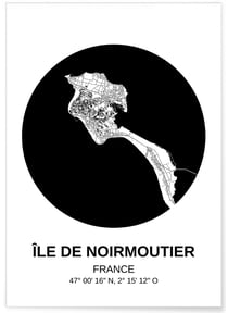 Affiche Carte Île de Noirmoutier | A3 : 29,7x42cm