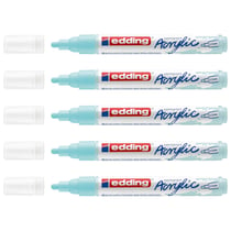 Lot de 5 marqueurs peinture acrylique - Pointe ronde 2-3 mm - EDDING - Bleu pastel