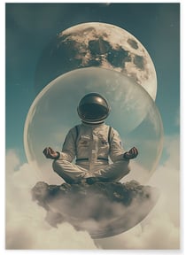 Affiche Astronaute Méditant dans l'Espace | A3 : 29,7x42cm