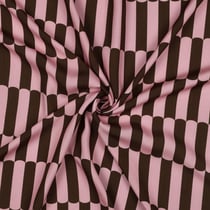 Tissu Viscose Ecovero Rayures batonnêt sur fond Rose