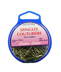 Epingles couturières nickel fines et longues ±360 25g 30 mm x 0,61 mm - Distrifil
