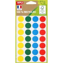 Pastilles 100 % recyclée Ø 15 mm couleurs assorties